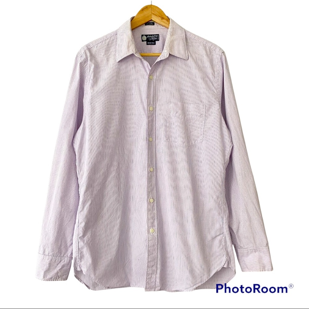 J. Crew Men's Haberdashery Micro Plaid Dress Shirt 15-15.5 Medium Long Sleeve